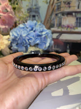 Black Acrylic Bangle With Crystals