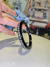 Black Acrylic Bangle With Crystals