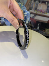 Black Acrylic Bangle With Crystals