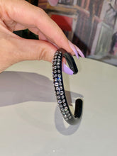 Black Acrylic Cuff With Crystal Stones