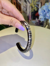 Black Acrylic Cuff With Crystal Stones