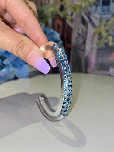 Acrylic Cuff Bracelet With Blue Crystal Elements