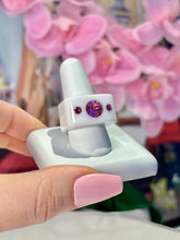 White Acrylic Cube Ring With Pink Crystals