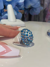 Blue Crystal Lucite Ring In Clear