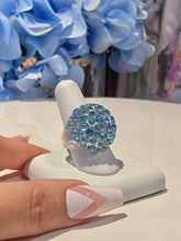 Blue Crystal Lucite Ring In Clear