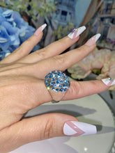 Blue Crystal Lucite Ring In Clear