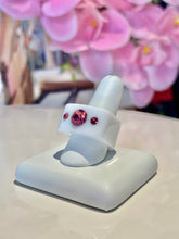 White Acrylic Cube Ring With Pink Crystals