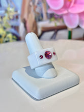 White Acrylic Cube Ring With Pink Crystals