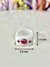 White Acrylic Cube Ring With Pink Crystals