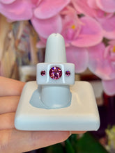 White Acrylic Cube Ring With Pink Crystals