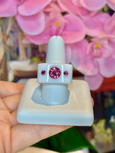 White Acrylic Cube Ring With Pink Crystals
