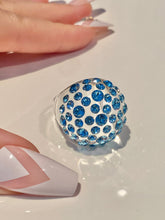 Blue Crystal Lucite Ring In Clear