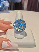 Blue Crystal Lucite Ring In Clear