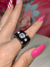 Black Acrylic Crystal Cube Ring