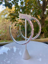 Oversized Acrylic Hoop Earrings With Pink Crystals