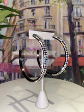 Oversized Black Acrylic Crystal Hoop Earrings