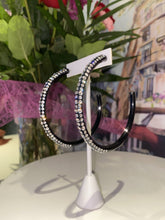 Oversized Black Acrylic Crystal Hoop Earrings