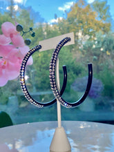 Oversized Black Acrylic Crystal Hoop Earrings