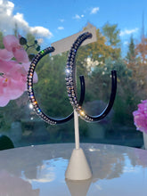 Oversized Black Acrylic Crystal Hoop Earrings