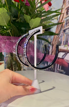 Oversized Black Acrylic Crystal Hoop Earrings