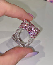 Rectangular Cube Ring In Pink
