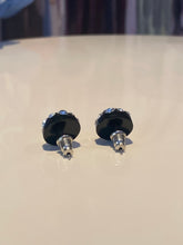 Black Acrylic Stud Earrings With Crystal Rhinestones