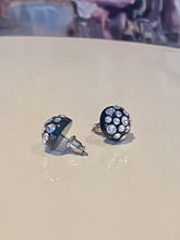 Black Acrylic Stud Earrings With Crystal Rhinestones