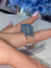 Rectangular Cube Ring In Aquamarine Blue