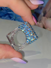Rectangular Cube Ring In Aquamarine Blue