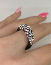 Black Acrylic Ring With Crystals