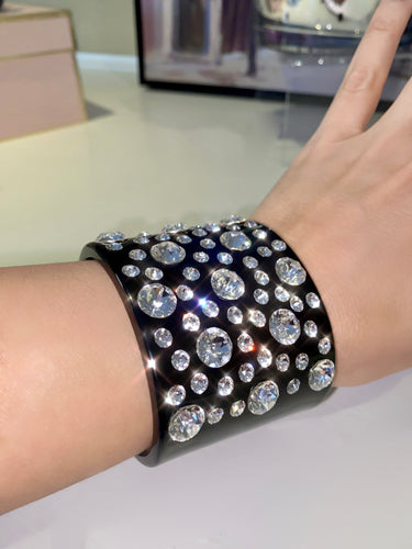 Oversized Crystal Cuff Black