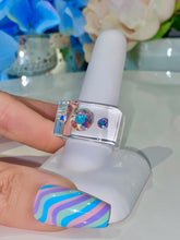 Aurora Borealis Crystal Lucite Cube Ring