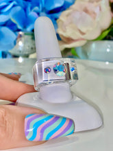 Aurora Borealis Crystal Lucite Cube Ring