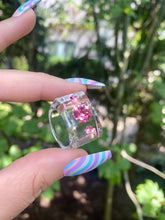 Pink Crystal Lucite Cube Ring