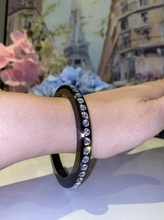 Black Acrylic Bangle With Crystals