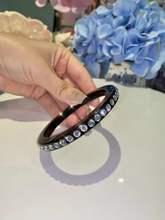 Black Acrylic Bangle With Crystals