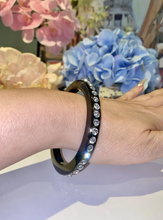 Black Acrylic Bangle With Crystals