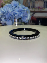 Black Acrylic Bangle With Crystals
