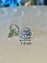 Clear Acrylic Stud Earrings With Aurora Borealis Crystal Rhinestones