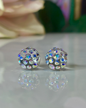 Clear Acrylic Stud Earrings With Aurora Borealis Crystal Rhinestones