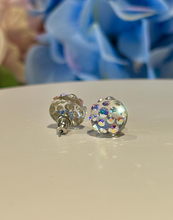 Clear Acrylic Stud Earrings With Aurora Borealis Crystal Rhinestones