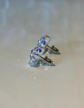 Clear Acrylic Stud Earrings With Aurora Borealis Crystal Rhinestones