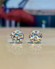 Clear Acrylic Stud Earrings With Aurora Borealis Crystal Rhinestones