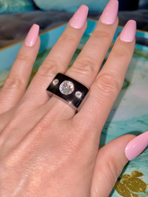 Black Acrylic Crystal Cube Ring