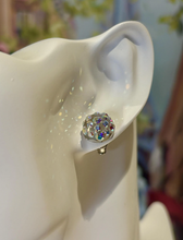 Clear Acrylic Stud Earrings With Aurora Borealis Crystal Rhinestones