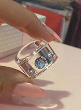 Transparent Crystal Lucite Cube Ring