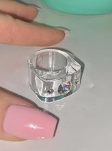 Transparent Crystal Lucite Cube Ring