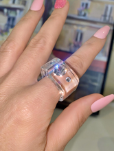 Transparent Crystal Lucite Cube Ring