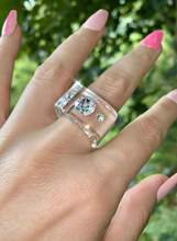 Transparent Crystal Lucite Cube Ring