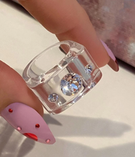 Transparent Crystal Lucite Cube Ring